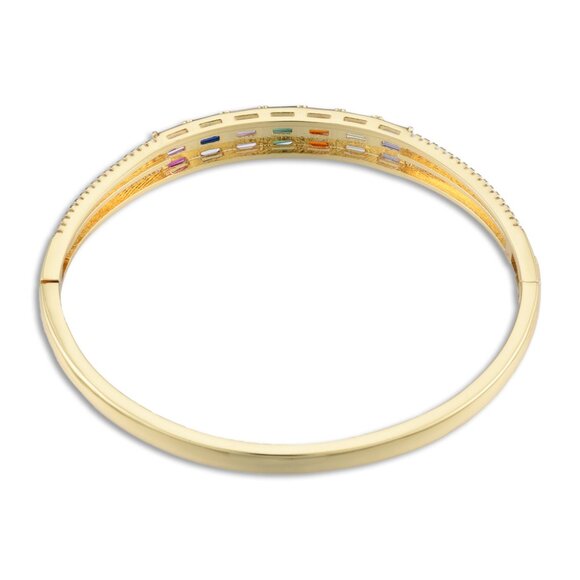 Baguette Cut CZ W Pave details, Bangle Bracelet W hinge side Clasp 2/$20 NWOT - Picture 6 of 6